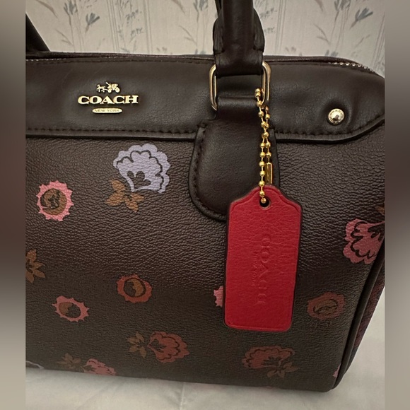 Coach Dark Brown Floral Satchel - Picture 3 of 13